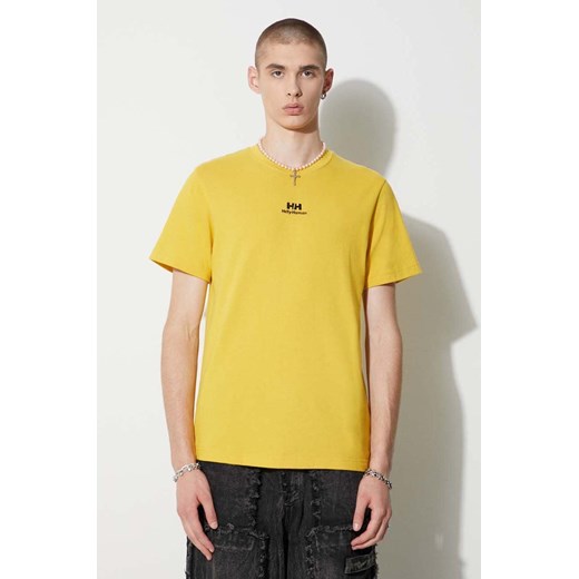 Helly Hansen t-shirt bawełniany YU PATCH T-SHIRT kolor żółty z aplikacją 53391 ze sklepu PRM w kategorii T-shirty męskie - zdjęcie 161847276