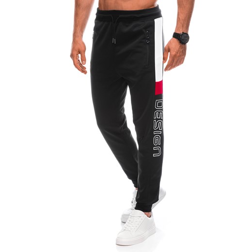 Spodnie męskie dresowe 1390P - czarne ze sklepu Edoti w kategorii Spodnie męskie - zdjęcie 161849246