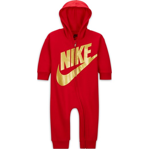 Pajacyk z zamkiem na całej długości dla niemowląt (0–9 M) Nike - Czerwony Nike 9-12M Nike poland