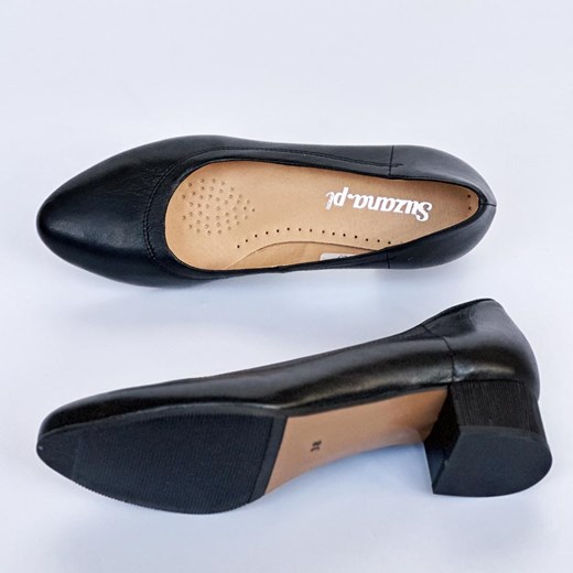 Czarne skórzane POLSKIE czółenka damskie na obcasie SUZANA 446 Suzana 38 suzana.pl