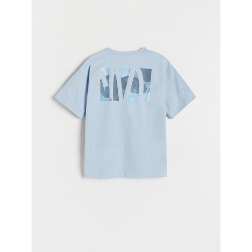 Reserved - T-shirt oversize z nadrukiem - Niebieski Reserved 158 (12 lat) Reserved