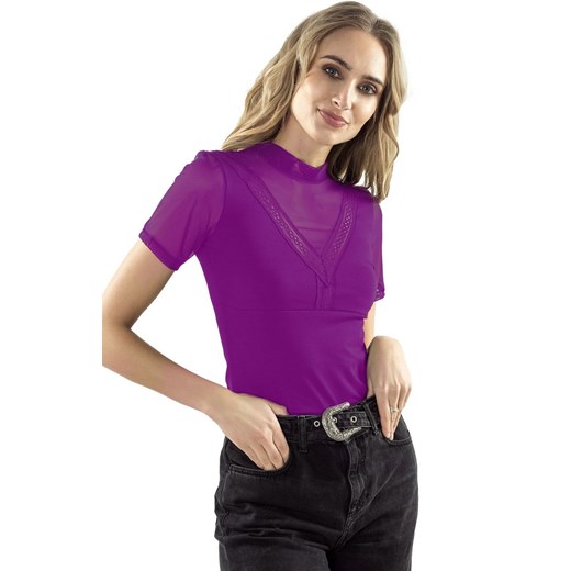 Koszulka w kolorze śliwkowym bluzka na krótki rękaw Carlotta, Kolor śliwkowy, Rozmiar S, Eldar ze sklepu Intymna w kategorii Bluzki damskie - zdjęcie 161858229