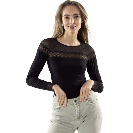 Elegancka czarna bluzka damska z koronką Ovidia, Kolor czarny, Rozmiar S, Eldar ze sklepu Intymna w kategorii Bluzki damskie - zdjęcie 161858238