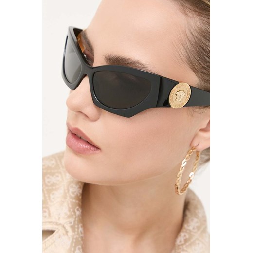 Versace okulary przeciwsłoneczne damskie kolor czarny ze sklepu ANSWEAR.com w kategorii Okulary przeciwsłoneczne damskie - zdjęcie 161860299