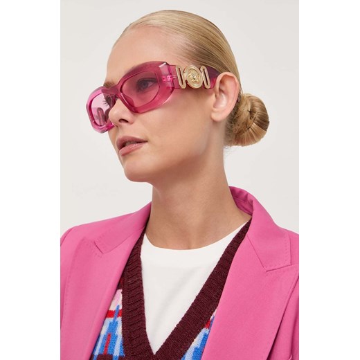 Versace okulary przeciwsłoneczne męskie kolor różowy ze sklepu ANSWEAR.com w kategorii Okulary przeciwsłoneczne damskie - zdjęcie 161860305
