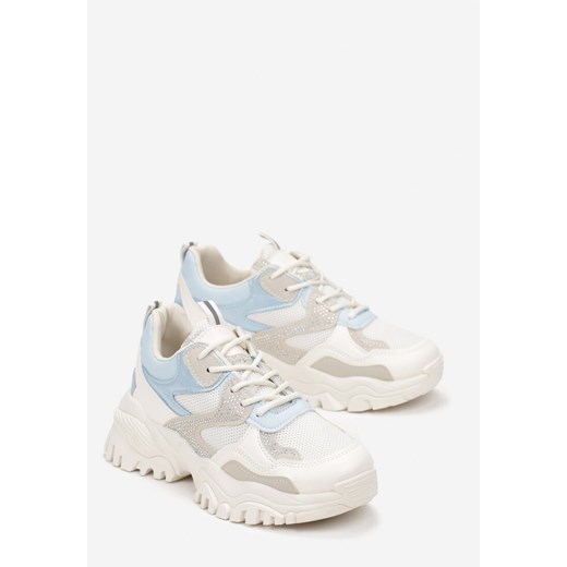 Biało-Niebieskie Sneakersy w Cyrkonie na Grubej Podeszwie Daniattas 39 okazja born2be.pl