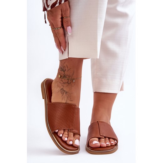 Klapki Damskie Skóra Camel Harmony 55-216 38 wyprzedaż ZAZOO