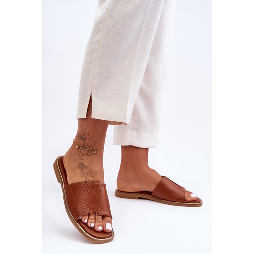 Klapki Damskie Skóra Camel Harmony 55-216 37 ZAZOO okazyjna cena