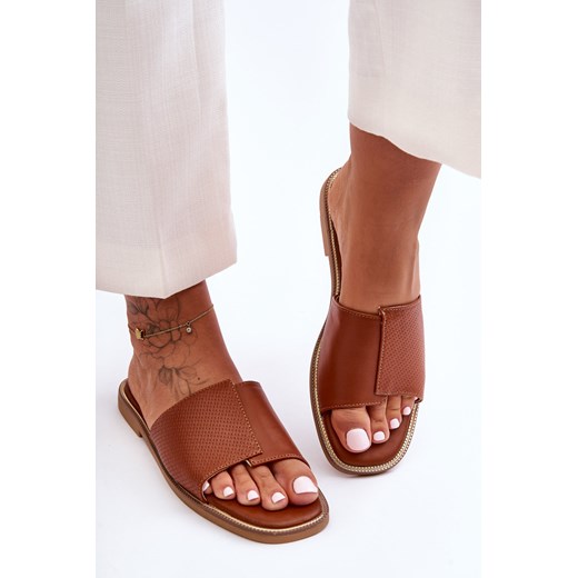 Klapki Damskie Skóra Camel Harmony 55-216 39 okazja ZAZOO
