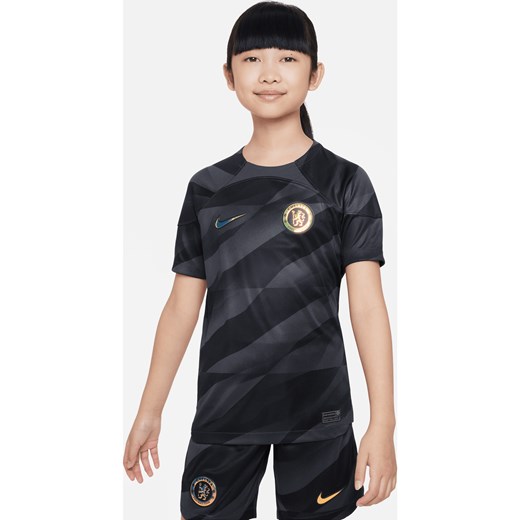 Koszulka piłkarska z krótkim rękawem dla dużych dzieci Nike Dri-FIT Chelsea F.C. Stadium Goalkeeper 2023/24 - Szary ze sklepu Nike poland w kategorii Bluzki dziewczęce - zdjęcie 161876125