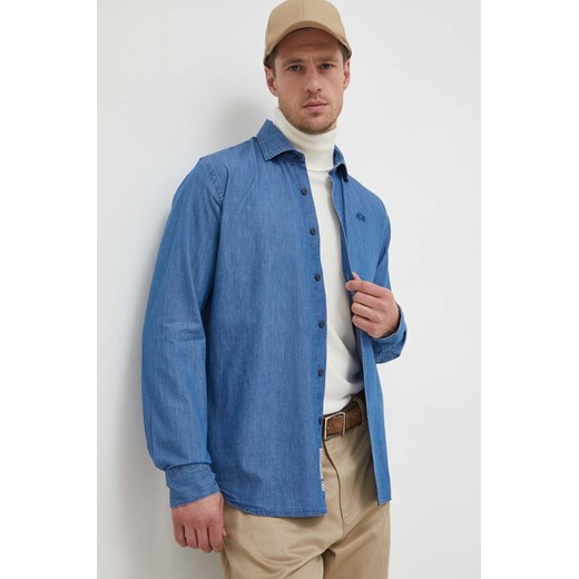La Martina koszula jeansowa męska kolor niebieski regular z kołnierzykiem klasycznym ze sklepu ANSWEAR.com w kategorii Koszule męskie - zdjęcie 161895776