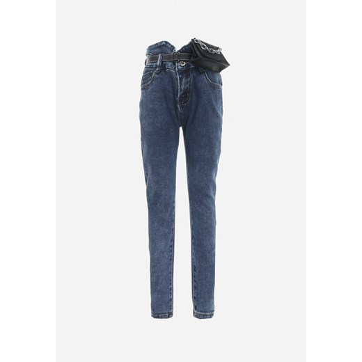 Niebieskie Jeansy Skinny z Paskiem i Saszetką Nigoveni ze sklepu Born2be Odzież w kategorii Spodnie dziewczęce - zdjęcie 161927277