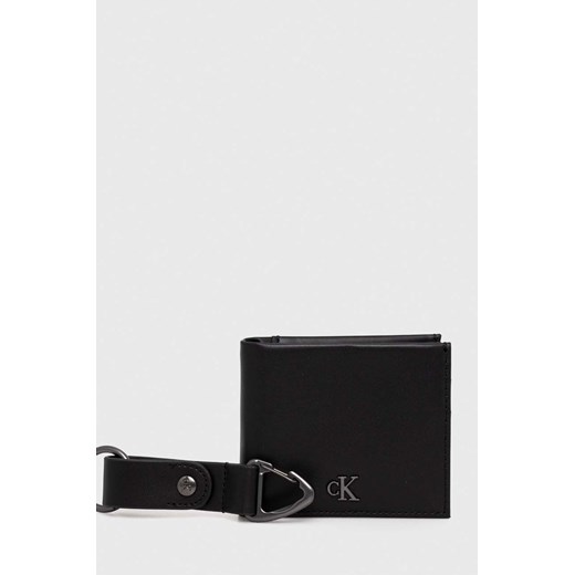 Calvin Klein Jeans portfel skórzany + brelok męski kolor czarny ze sklepu ANSWEAR.com w kategorii Portfele męskie - zdjęcie 161929715