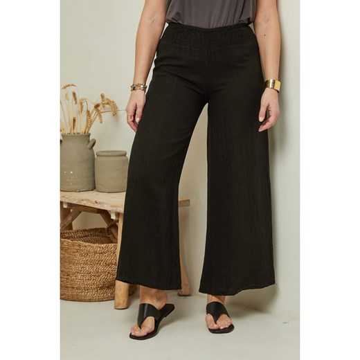 Curvy Lady Lniane spodnie w kolorze czarnym Curvy Lady 40/42 Limango Polska wyprzedaż