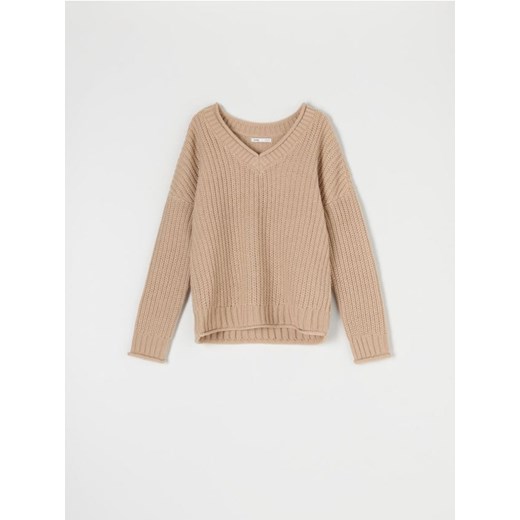 Sinsay - Sweter w prążki - beżowy Sinsay XL Sinsay