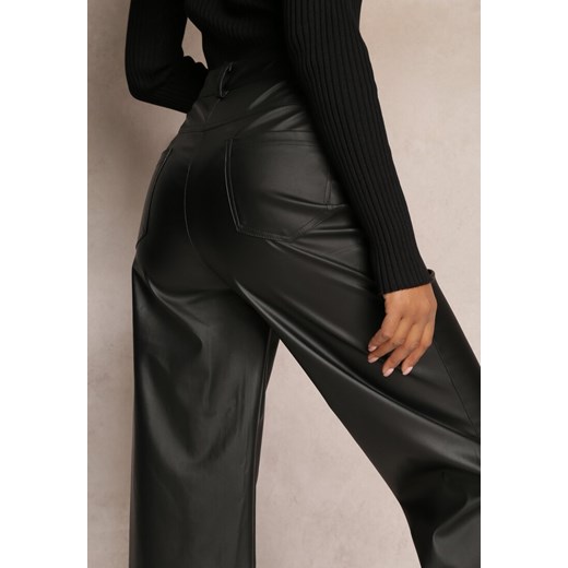 Czarne Spodnie High Waist z Szerokimi Nogawkami Loriama Renee S wyprzedaż Renee odzież