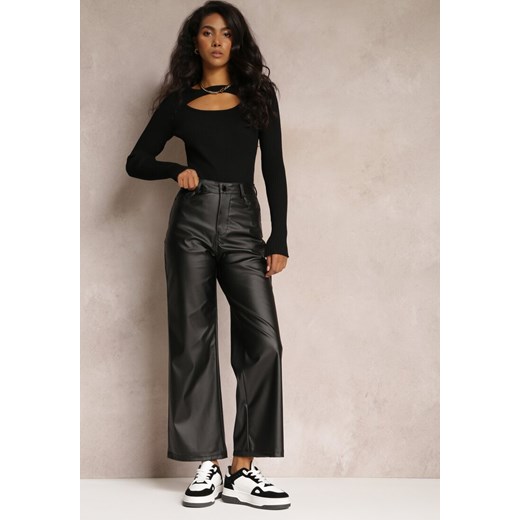 Czarne Spodnie High Waist z Szerokimi Nogawkami Loriama ze sklepu Renee odzież w kategorii Spodnie damskie - zdjęcie 161962977