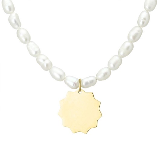Perłowy choker damski naszyjnik z pereł hodowanych z pozłacanym charmsem ze sklepu manoki.pl w kategorii Naszyjniki - zdjęcie 161967675