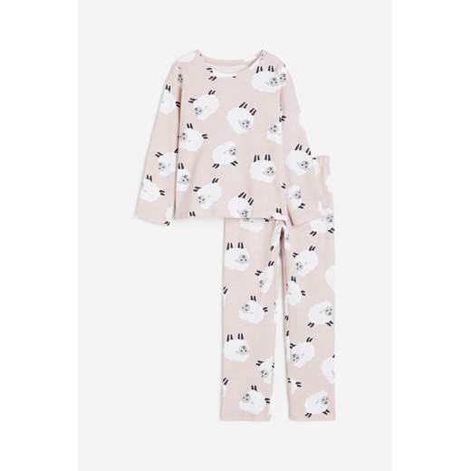 H & M - Dżersejowa piżama z bawełny - Różowy H & M 92 (1½-2Y) H&M