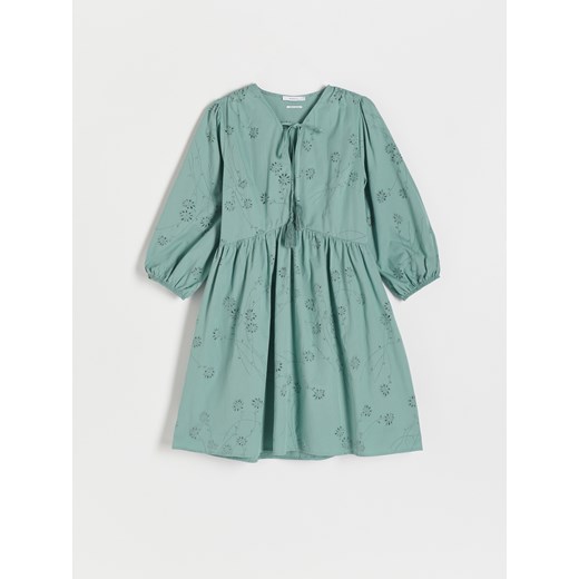 Reserved - Sukienka z ażurowym wzorem - Zielony Reserved S Reserved