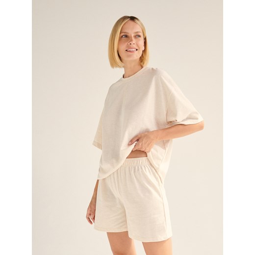 Reserved - Dwuczęściowa piżama z bawełną - Beżowy Reserved XS Reserved