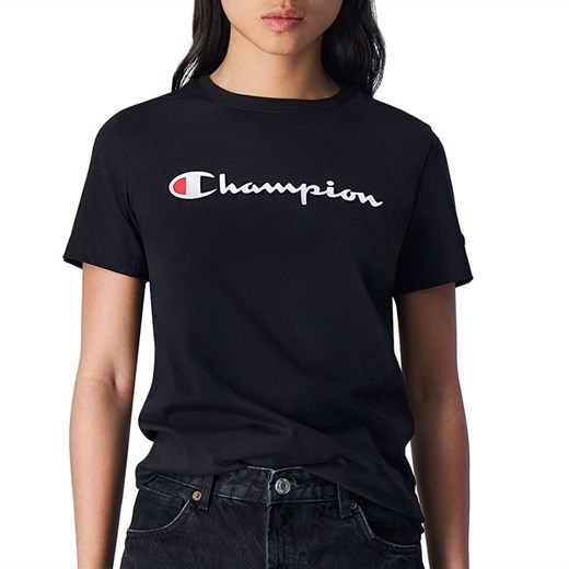 Koszulka Champion Big Script Logo Icon 116578-KK001 - czarna ze sklepu streetstyle24.pl w kategorii Bluzki damskie - zdjęcie 161977356