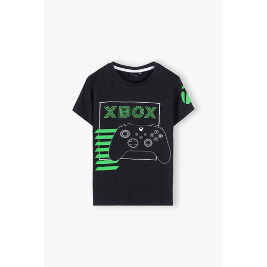 T-shirt chłopięce Xbox z nadrukami czarny z krótkimi rękawami