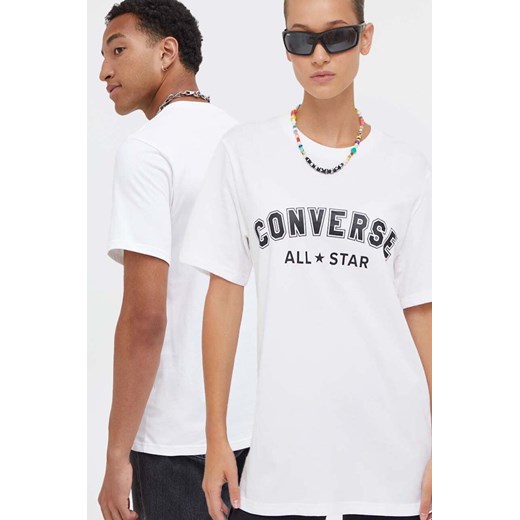 Converse t-shirt bawełniany kolor biały z nadrukiem ze sklepu ANSWEAR.com w kategorii T-shirty męskie - zdjęcie 161984139