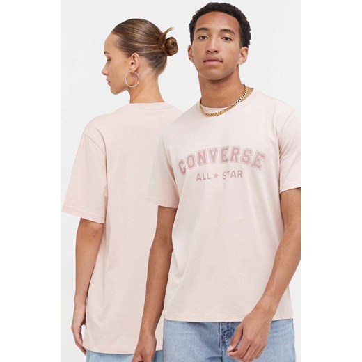 Converse t-shirt bawełniany kolor różowy z nadrukiem ze sklepu ANSWEAR.com w kategorii T-shirty męskie - zdjęcie 161984208