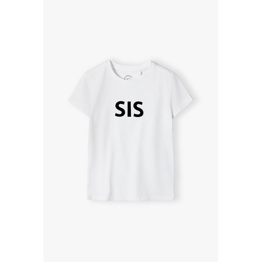 Bluzka dziewczęca Family Concept By 5.10.15. z napisem biała z krótkim rękawem 