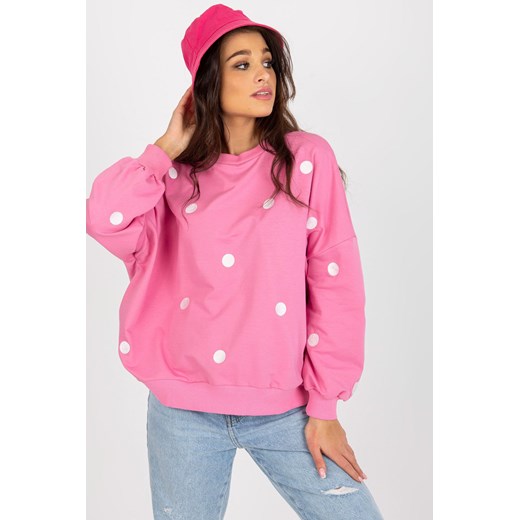 Różowa dresowa bluza bez kaptura z haftem grochy Fancy one size 5.10.15