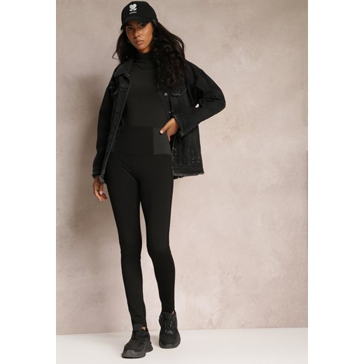 Czarne Legginsy High Waist z Szeroką Gumką w Talii Renume ze sklepu Renee odzież w kategorii Spodnie damskie - zdjęcie 161996128