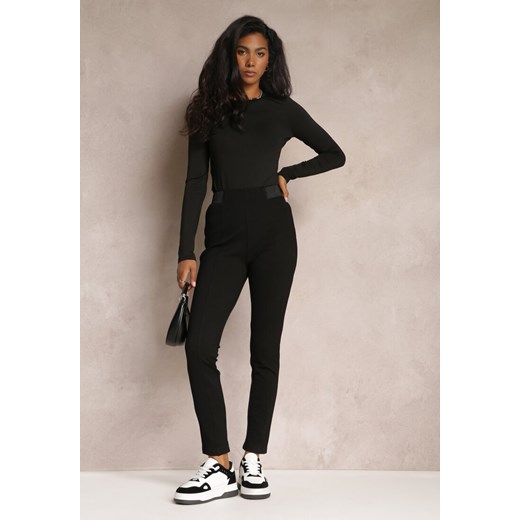 Czarne Spodnie High Waist z Gumką w Pasie Magoda ze sklepu Renee odzież w kategorii Spodnie damskie - zdjęcie 161996188