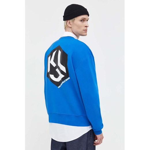 Karl Lagerfeld Jeans bluza męska kolor niebieski z nadrukiem Karl Lagerfeld Jeans L ANSWEAR.com