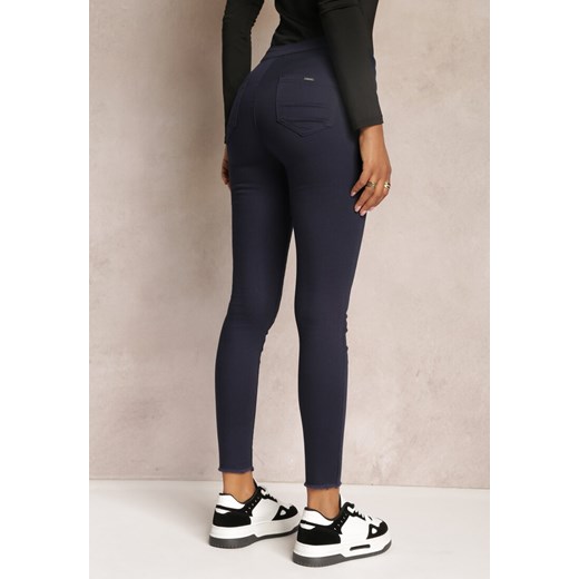 Granatowe Jeansy Skinny z Regularnym Stanem Vici ze sklepu Renee odzież w kategorii Jeansy damskie - zdjęcie 162000125