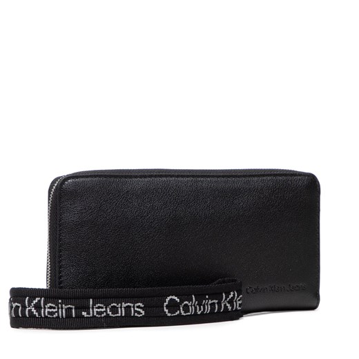 Duży Portfel Damski Calvin Klein Jeans Ultralight Za W/Wristlet K60K608967 Black one size eobuwie.pl