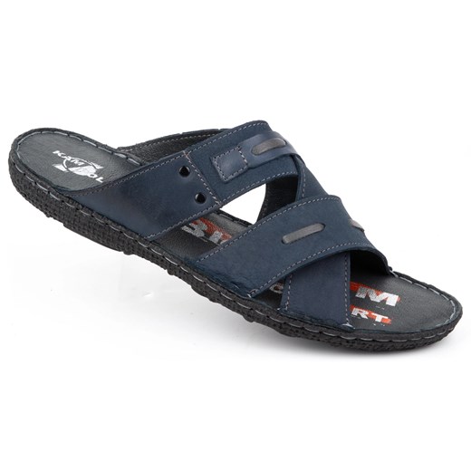 Klapki męskie casual bez zapięcia skórzane na lato