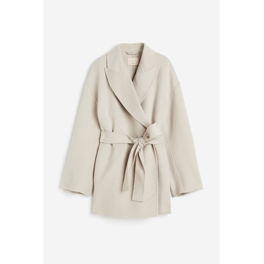 H & M - Płaszcz z domieszką wełny - Beżowy H & M L H&M