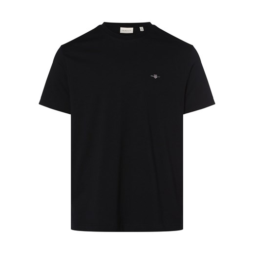 Gant T-shirt męski Mężczyźni Bawełna czarny jednolity ze sklepu vangraaf w kategorii T-shirty męskie - zdjęcie 162030535