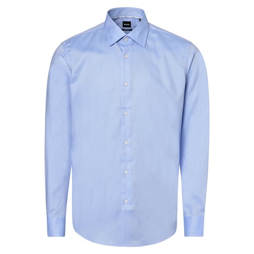 BOSS Koszula męska łatwa w prasowaniu Mężczyźni Regular Fit Bawełna niebieski wypukły wzór tkaniny ze sklepu vangraaf w kategorii Koszule męskie - zdjęcie 162035128