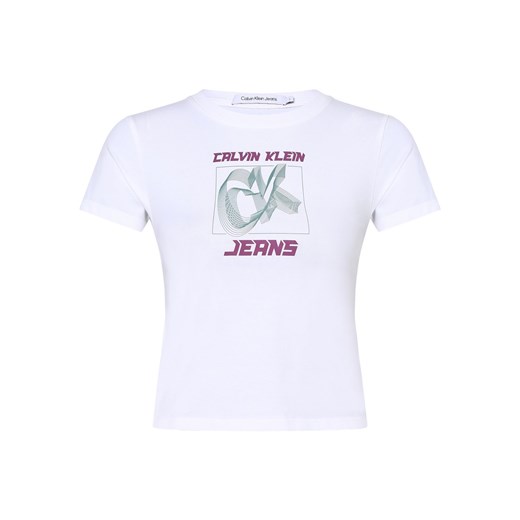 Calvin Klein Jeans T-shirt damski Kobiety Bawełna biały nadruk ze sklepu vangraaf w kategorii Bluzki damskie - zdjęcie 162055948