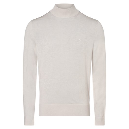 Calvin Klein Męski sweter z wełny merino Mężczyźni Wełna merino kitt jednolity ze sklepu vangraaf w kategorii Swetry męskie - zdjęcie 162055989
