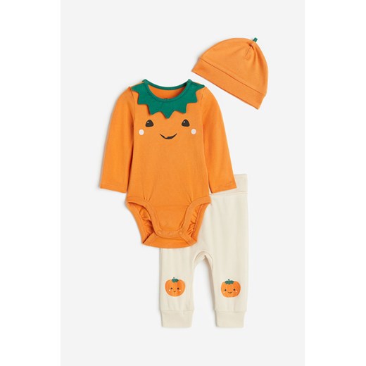 H & M - Bawełniany komplet 3-czesciowy - Pomaranczowy H & M 68 (4-6M) H&M