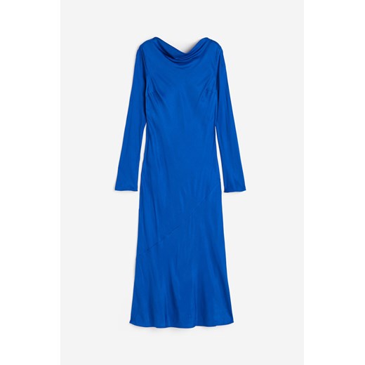 H & M - Satynowa sukienka z wiązaniem - Niebieski H & M M H&M