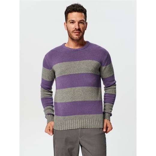 Sinsay - Sweter w paski - fioletowy ze sklepu Sinsay w kategorii Swetry męskie - zdjęcie 162065615