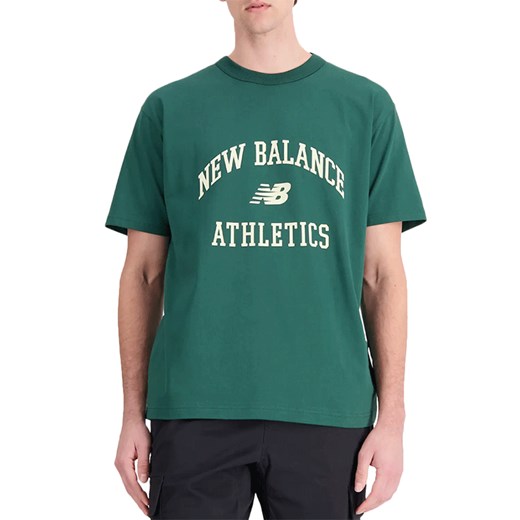 T-shirt męski zielony New Balance z krótkim rękawem 