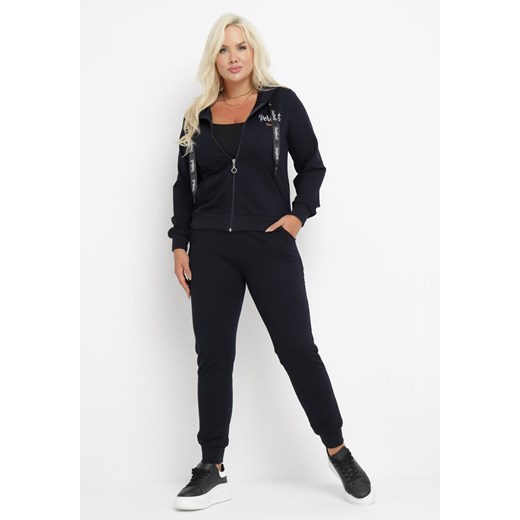 Granatowy 2-Częściowy Bawełniany Komplet Dresowy Spodnie i Bluza Pavicia XXXL wyprzedaż Born2be Odzież