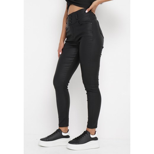 Czarne Spodnie Skinny z Wysokim Stanem Ivelo ze sklepu Born2be Odzież w kategorii Spodnie damskie - zdjęcie 162076507