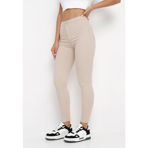 Beżowe Spodnie Skinny Faia ze sklepu Born2be Odzież w kategorii Spodnie damskie - zdjęcie 162076517