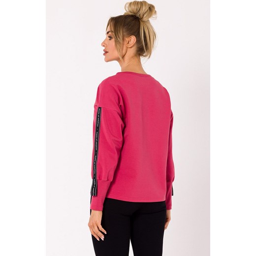 Bluza damska z lampasami koralowa M727, Kolor koralowy, Rozmiar L, MOE ze sklepu Primodo w kategorii Bluzy damskie - zdjęcie 162083179